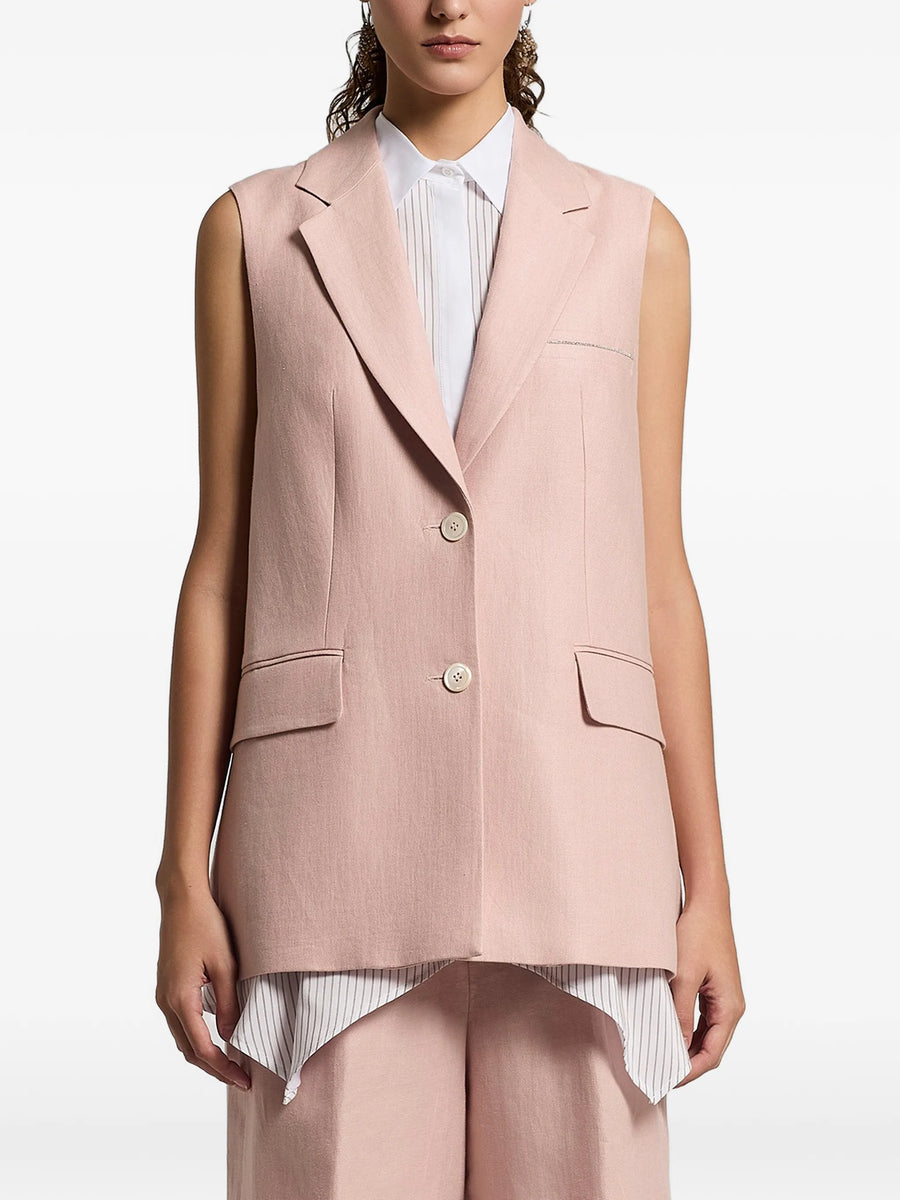 Peserico Outer: Flax 100% vest in pink