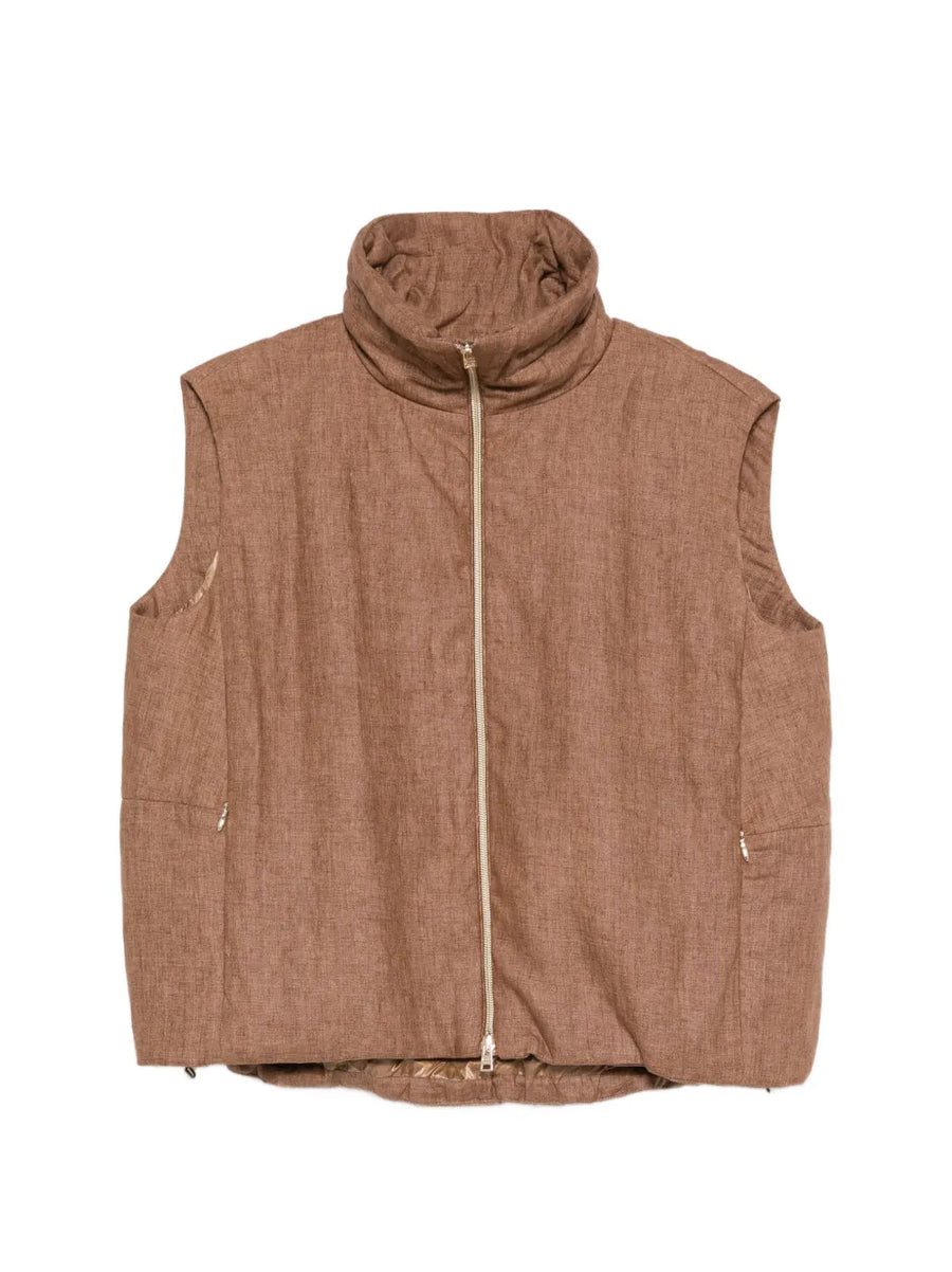 Herno Outer: Linen 100%; Lining: Polyamide 100% gilet in tan