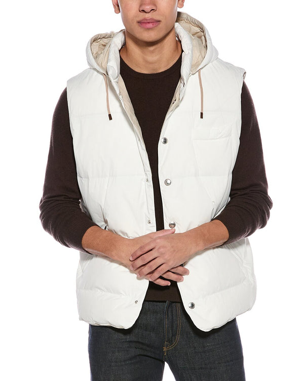 Brunello Cucinelli Mens Off-White Sleeveless Quilted Vest Off White Clothing