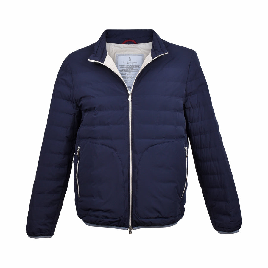 Brunello Cucinelli Mens Navy Quilted Zip Jacket Clothing