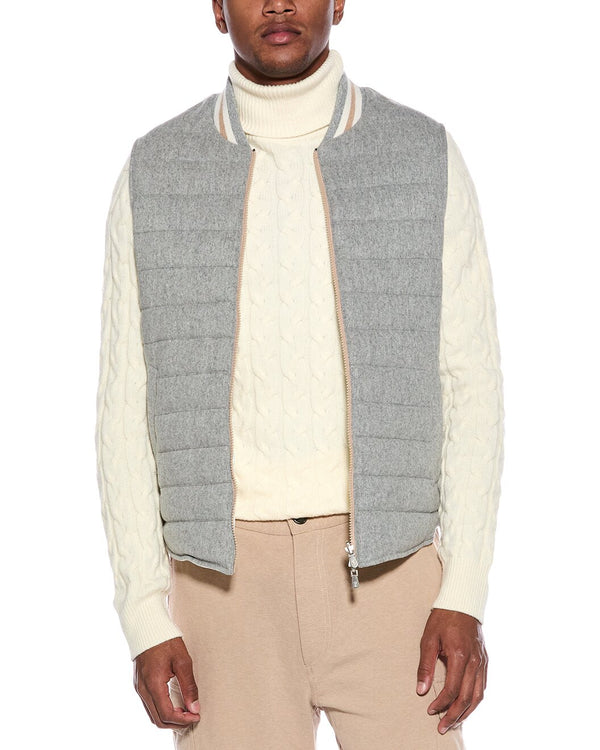 Brunello Cucinelli Mens Light Grey Quilted Jacket One Color Clothing