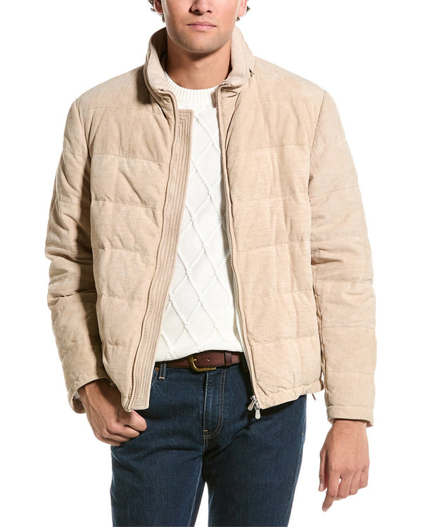 Brunello Cucinelli Mens Biscuits Leather Quilted Zip Jacket One Color Clothing