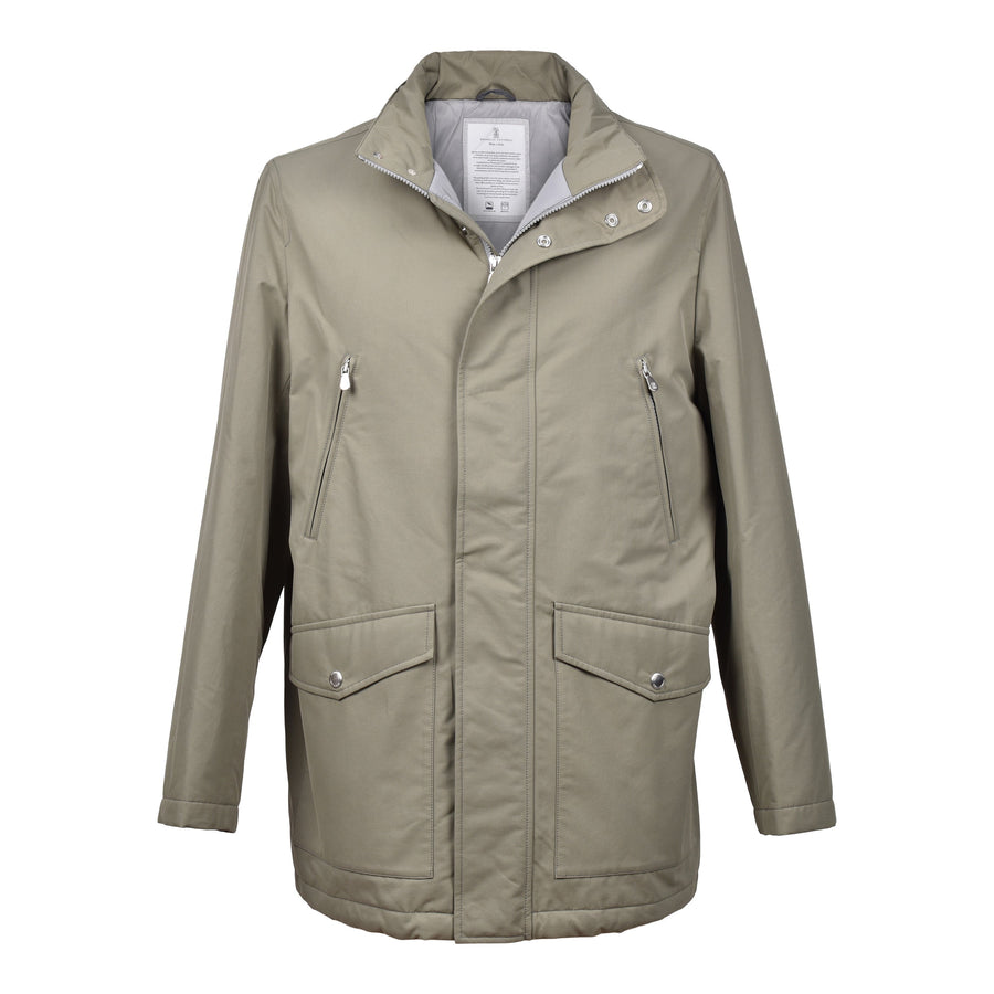 Brunello Cucinelli Mens Khaki Medium Gray Cotton Nylon Jacket Clothing