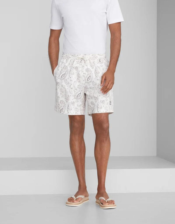 Brunello Cucinelli Mens White Paisley Tailored Shorts Black