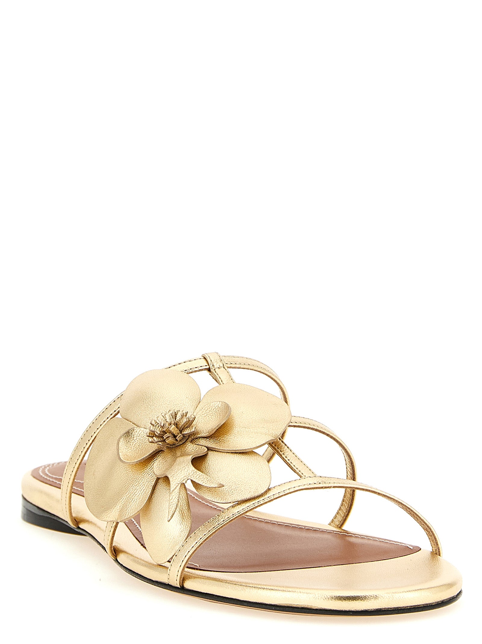 Orchid slides Gold Leather Sandal