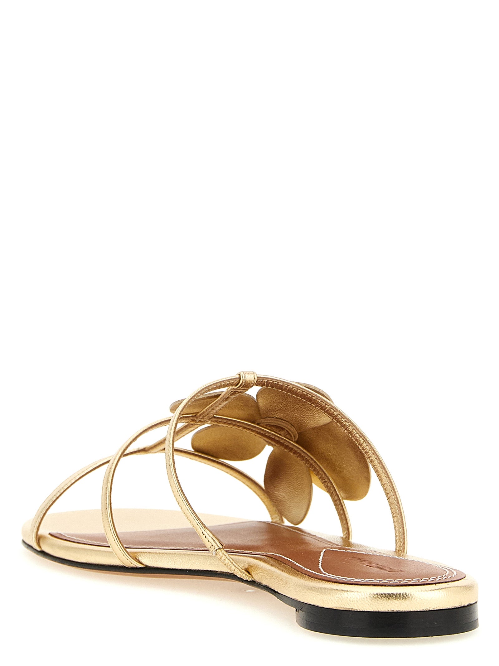 Orchid slides Gold Leather Sandal