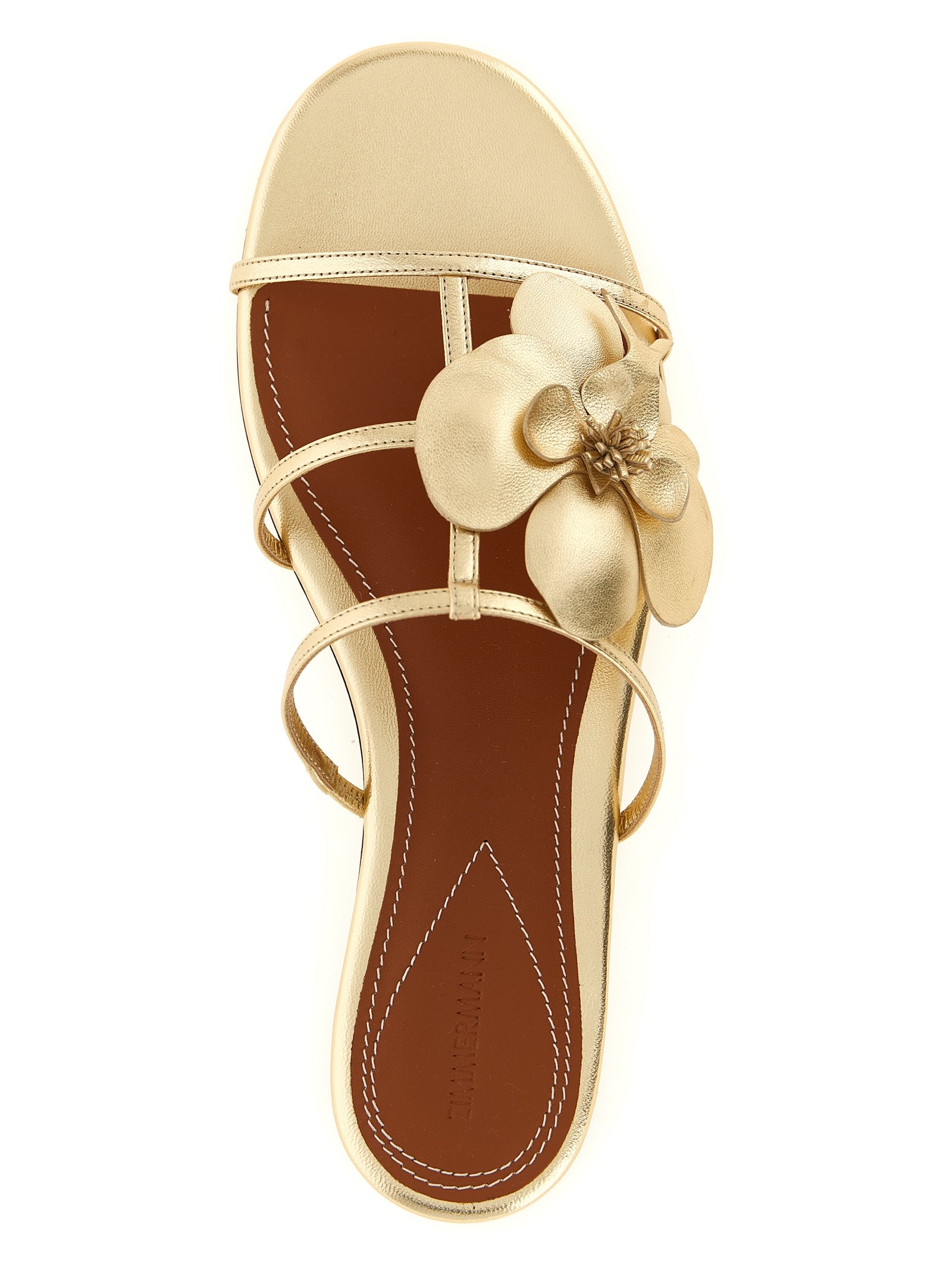 Orchid slides Gold Leather Sandal