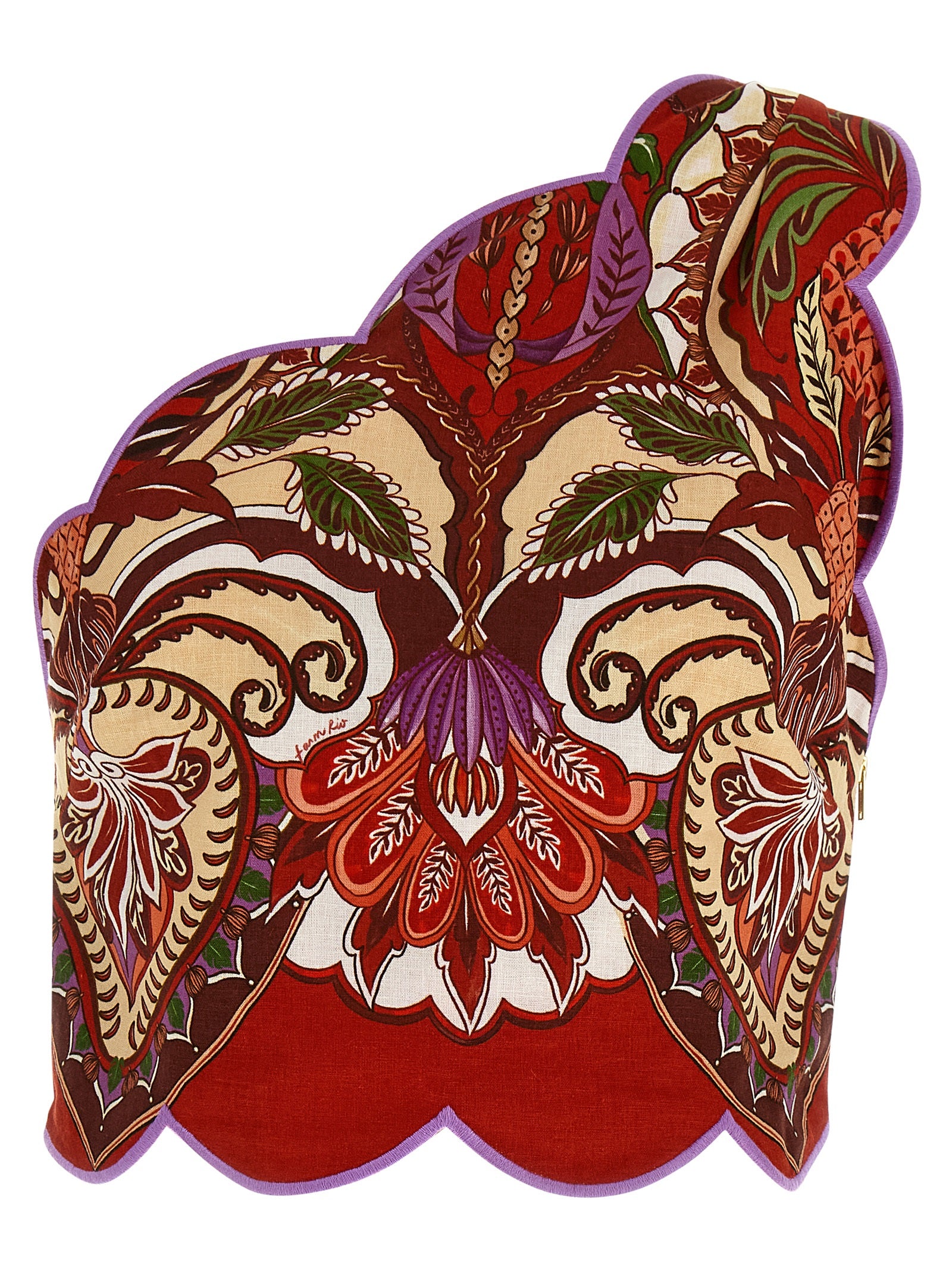 Red Odara Scallops Top Linen Tops