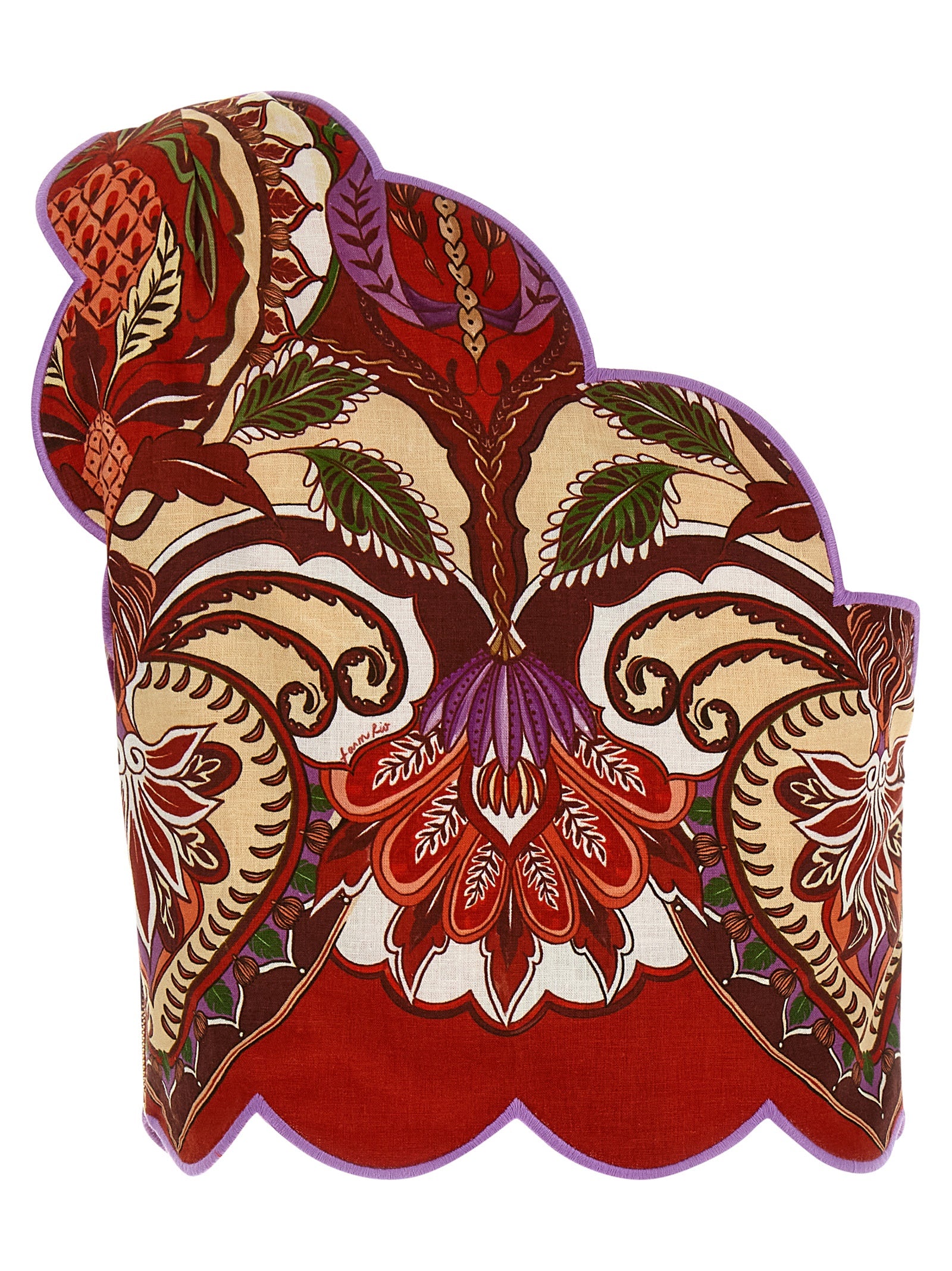 Red Odara Scallops Top Linen Tops