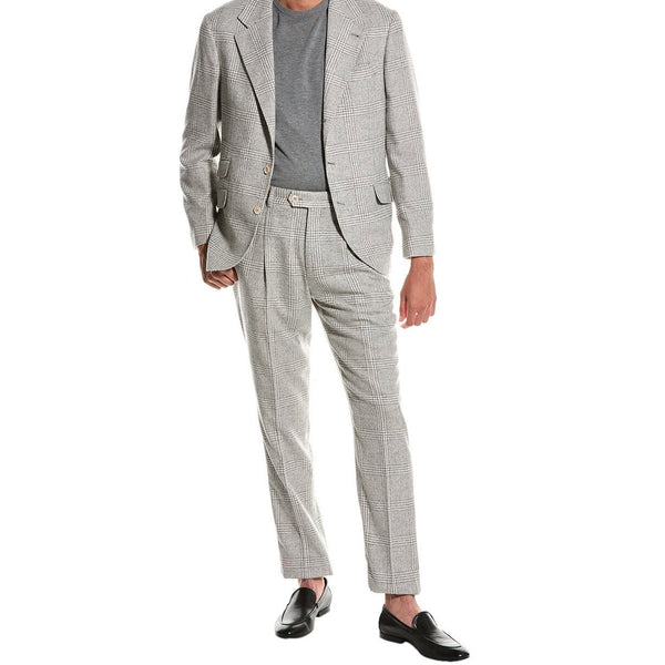 Brunello Cucinelli Mens Light Grey Wool Suit Cream