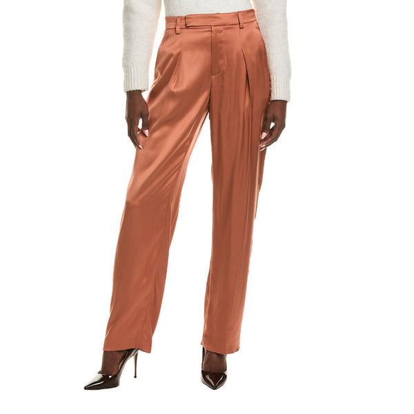 Brunello Cucinelli Womens Rust Relaxed Silk Trousers Orange