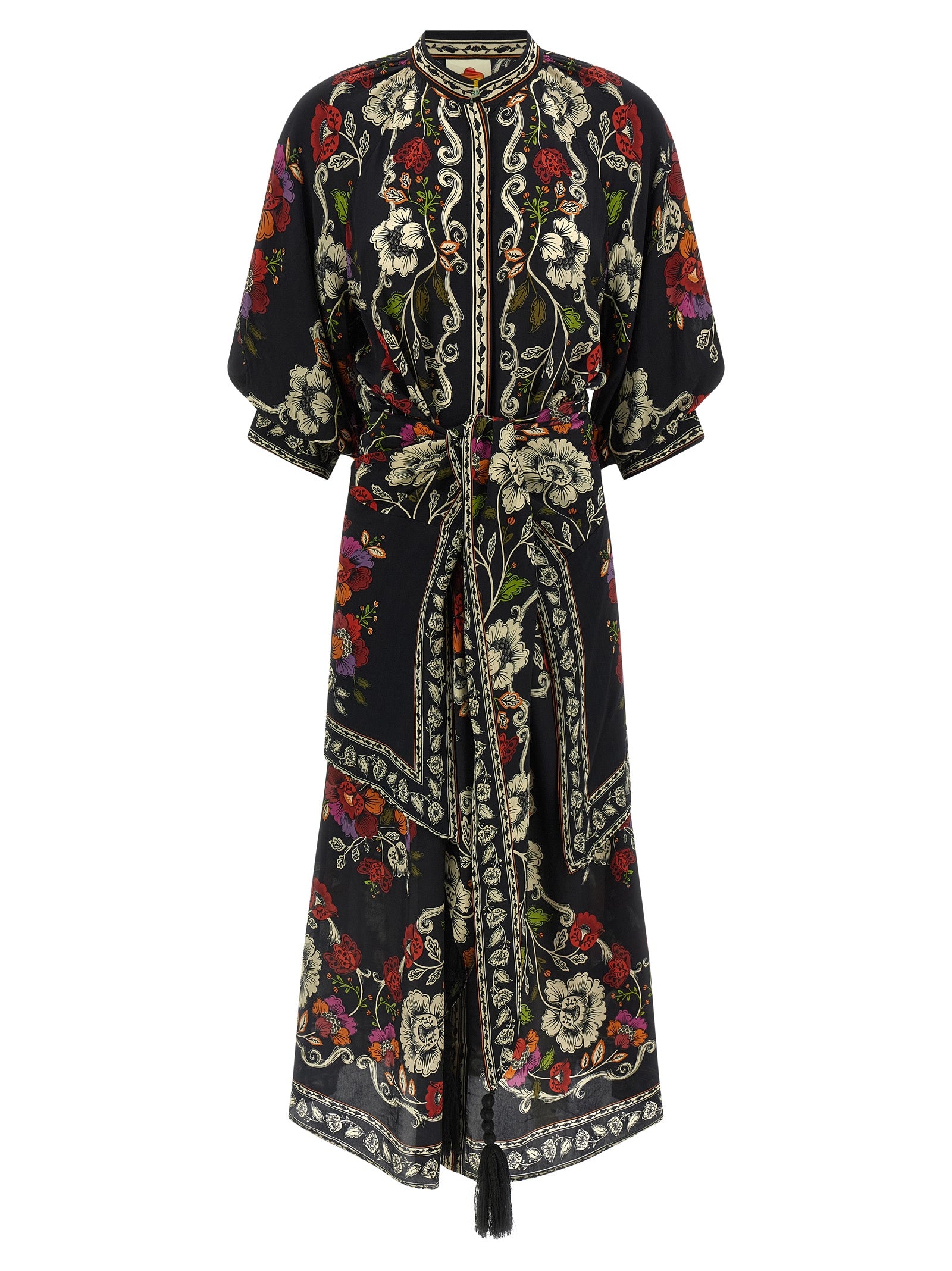 Rococò Flowers Dress Black Viscose