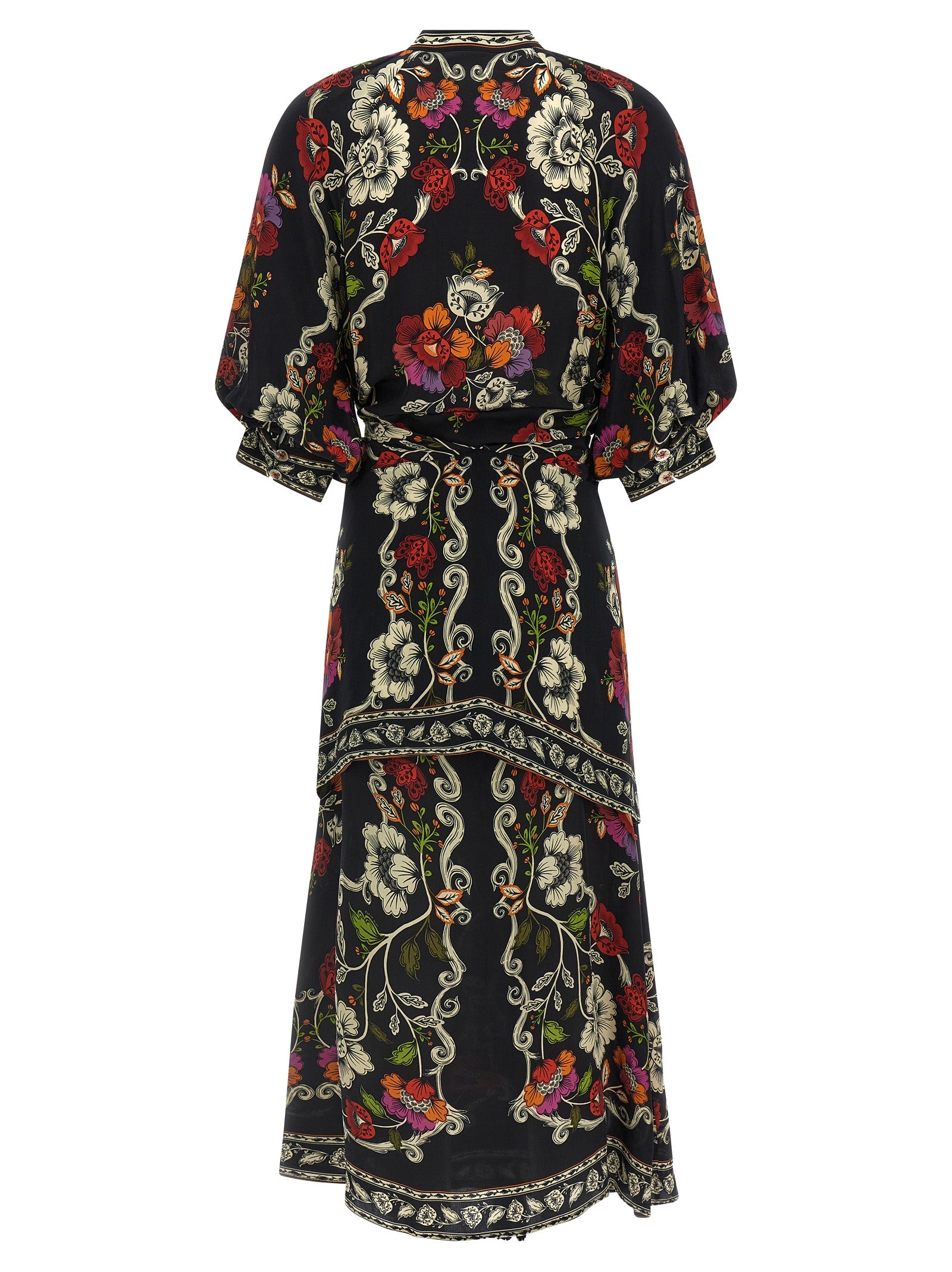 Rococò Flowers Dress Black Viscose