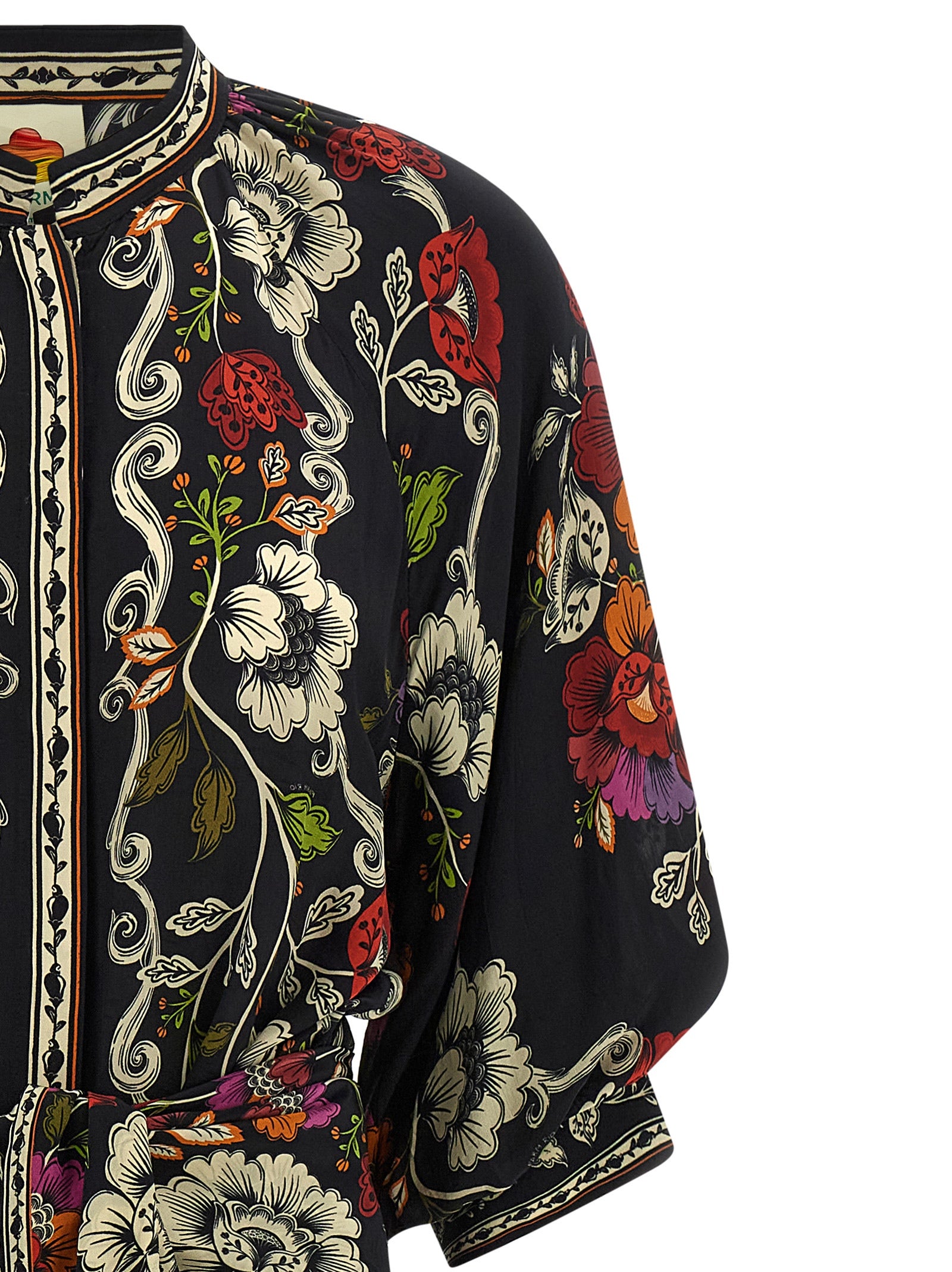Rococò Flowers Dress Black Viscose