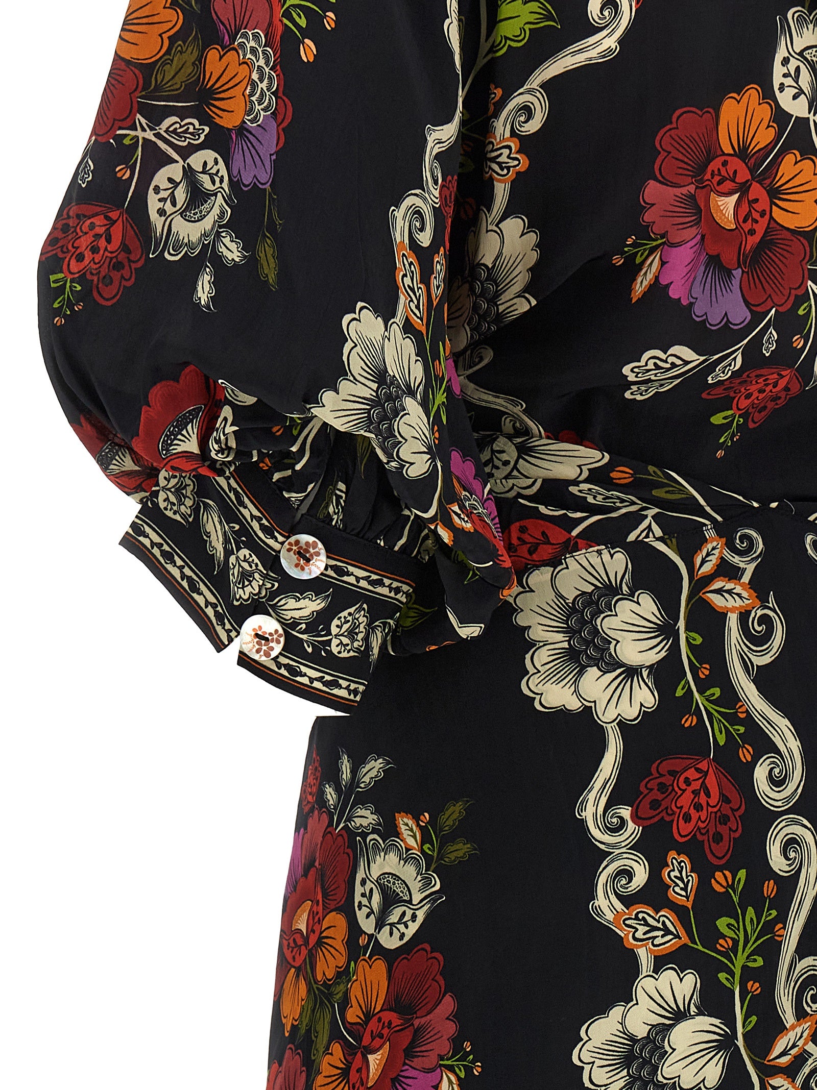 Rococò Flowers Dress Black Viscose