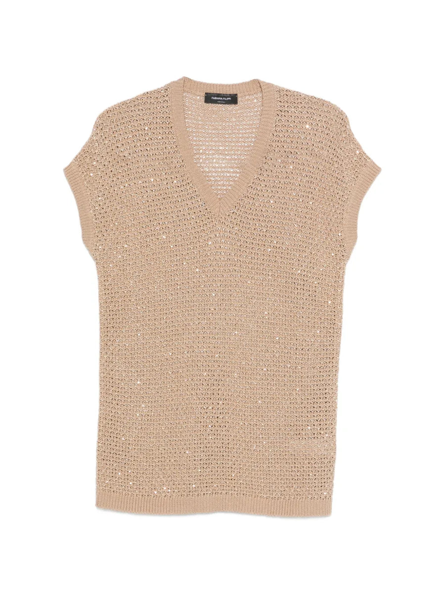 Fabiana Filippi Cotton 53% tank top in beige