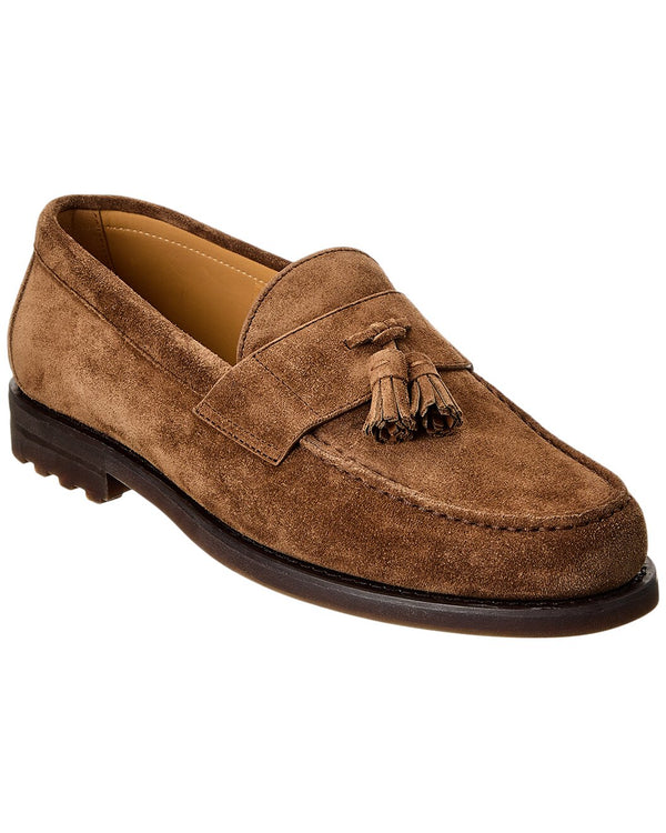 Brunello Cucinelli Mens Brown Suede Tassel Loafer Shoe