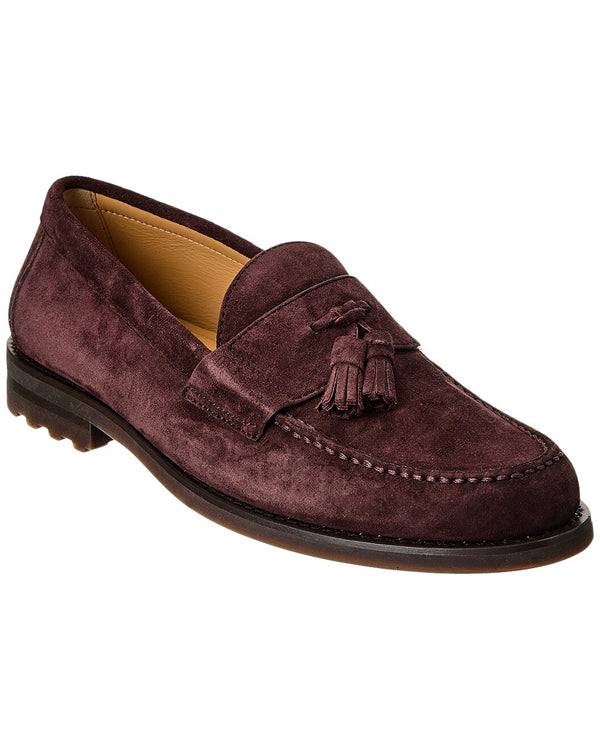 Brunello Cucinelli Mens Amarone Suede Tassel Loafer One Color