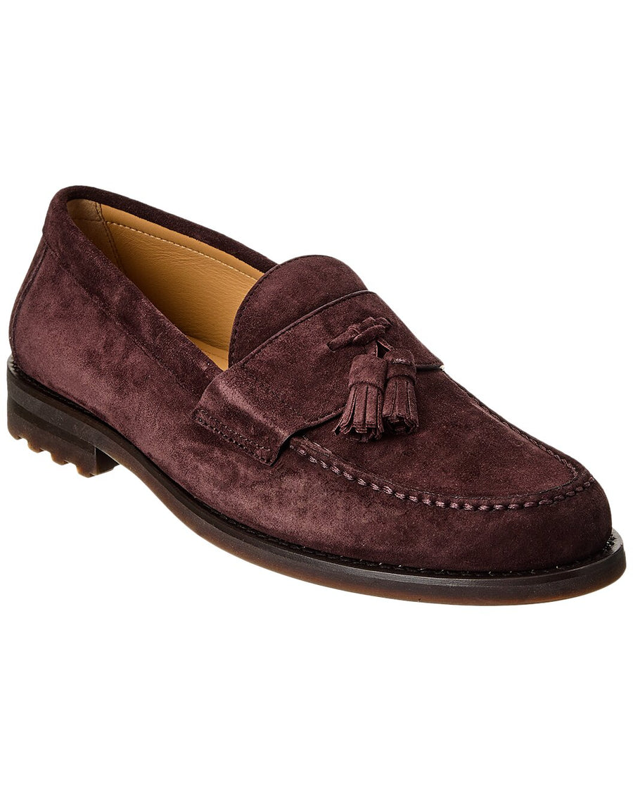 Brunello Cucinelli Mens Amarone Suede Tassel Loafer One Color