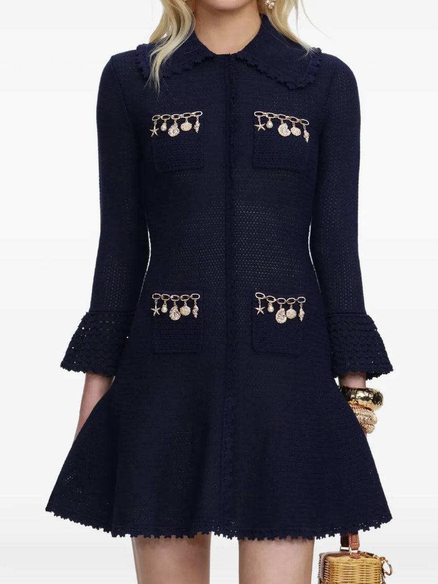 Self-Portrait Viscose 90% dress in navy