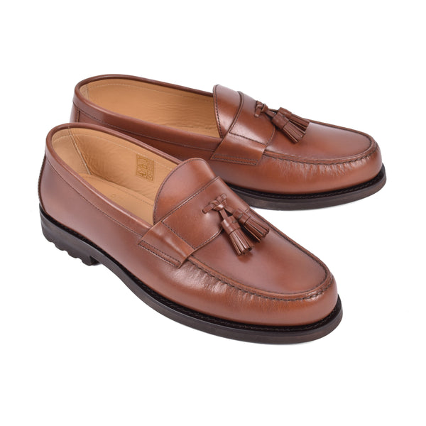 Brunello Cucinelli Mens Brown Leather Tassel Loafers