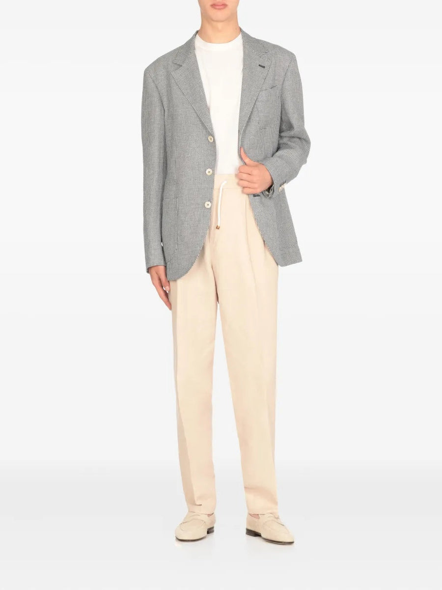 Brunello Cucinelli Mens Gray Linen Check Blazer Grey Clothing