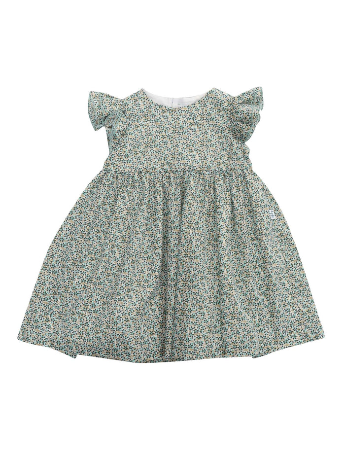 SHORT SLEEVED DRESS Green Cotton Lining