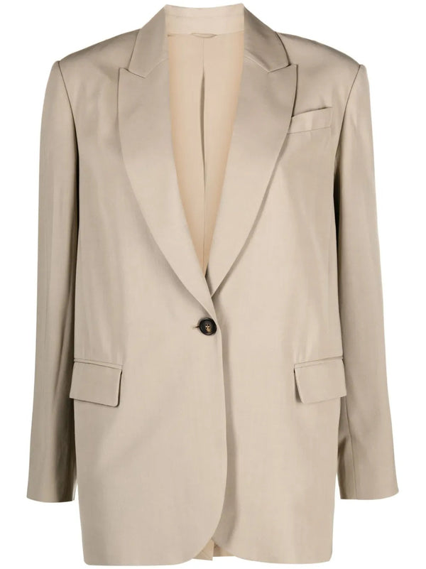 Brunello Cucinelli Womens Beige Single Button Blazer Clothing