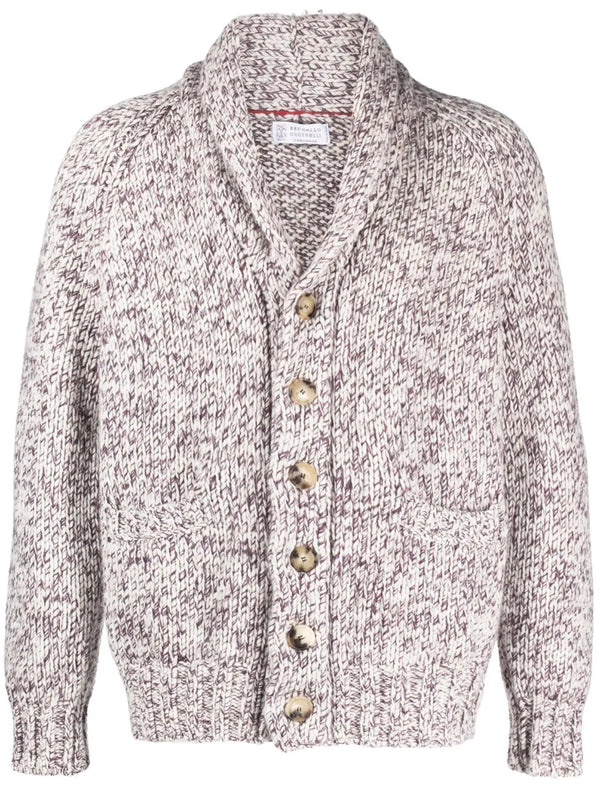 Brunello Cucinelli Mens Marled Shawl Collar Knit Cardigan One Color Clothing
