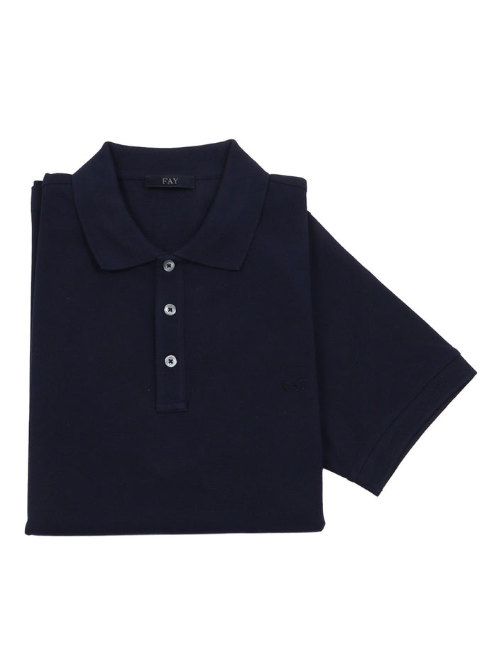 PIQUET STRETCH POLO Blue Cotton Elastane Shirt