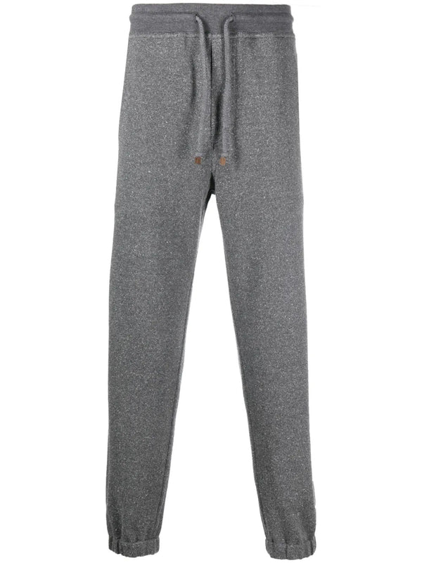 Brunello Cucinelli Mens Grey Tapered Cotton Trousers