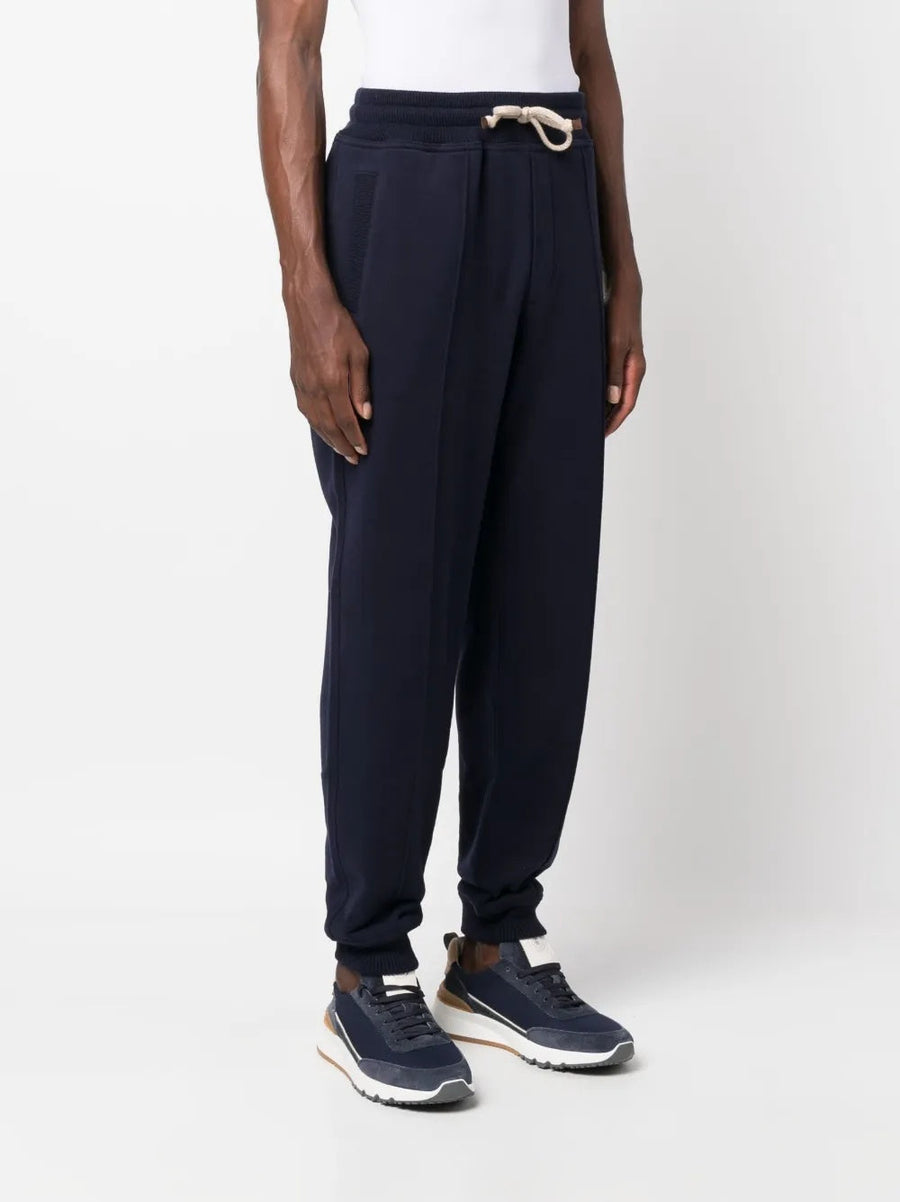 Brunello Cucinelli Mens Navy Drawstring Cuffed Trousers Blue