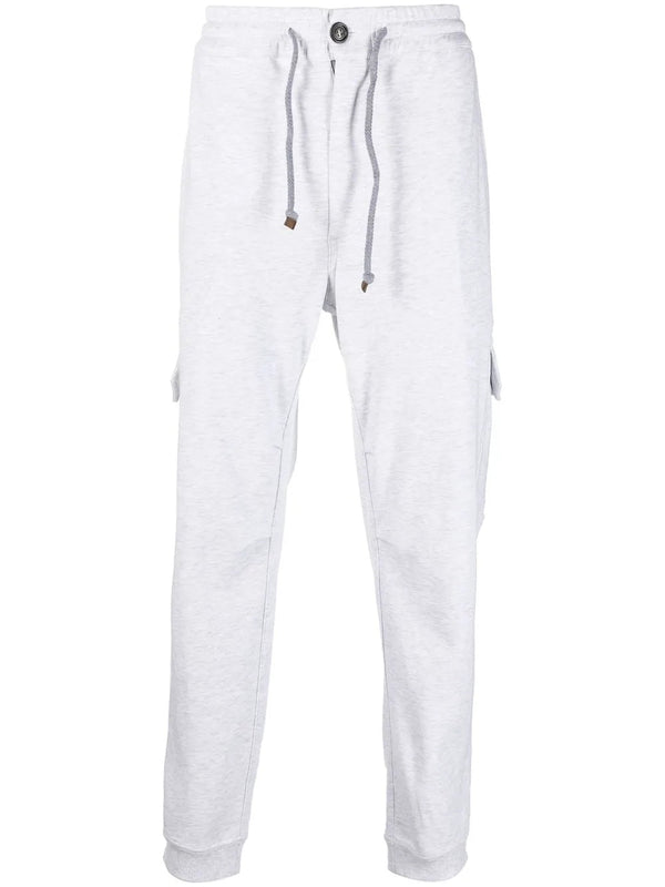 Brunello Cucinelli Mens Light Grey Cotton Cargo Trousers