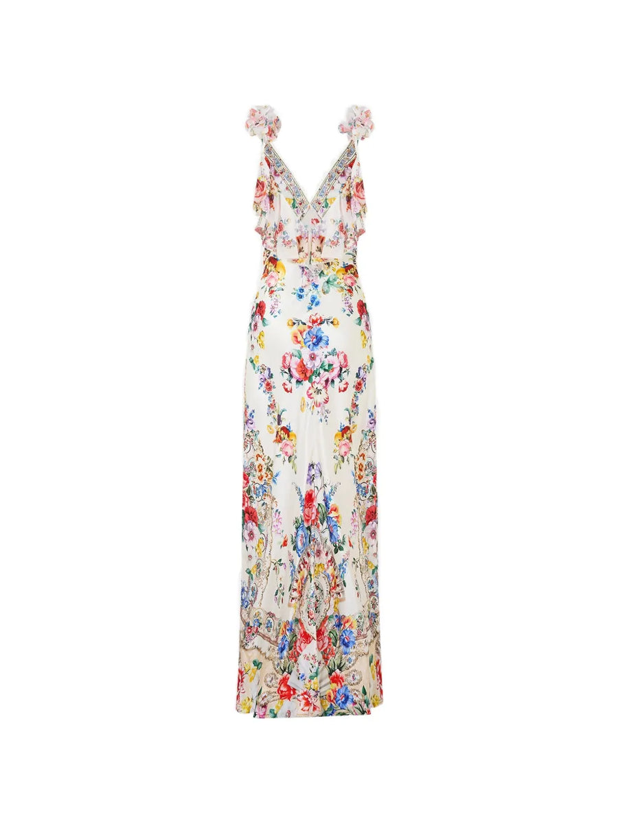 Camilla Silk 100% maxi dress in white