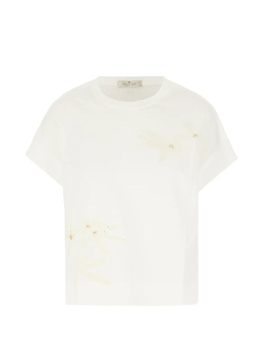 Panicale Slub texture cotton (presumed) t-shirt in cream