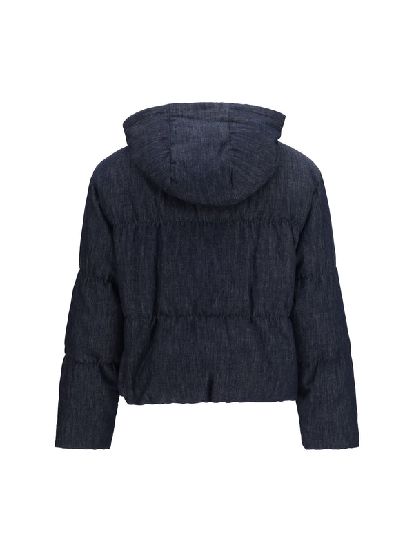 Padded Jacket Denim Blue Cotton