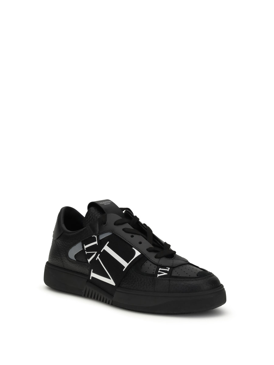 Low-Top Vltn Leather Sneakers Black/white Calf Trainers