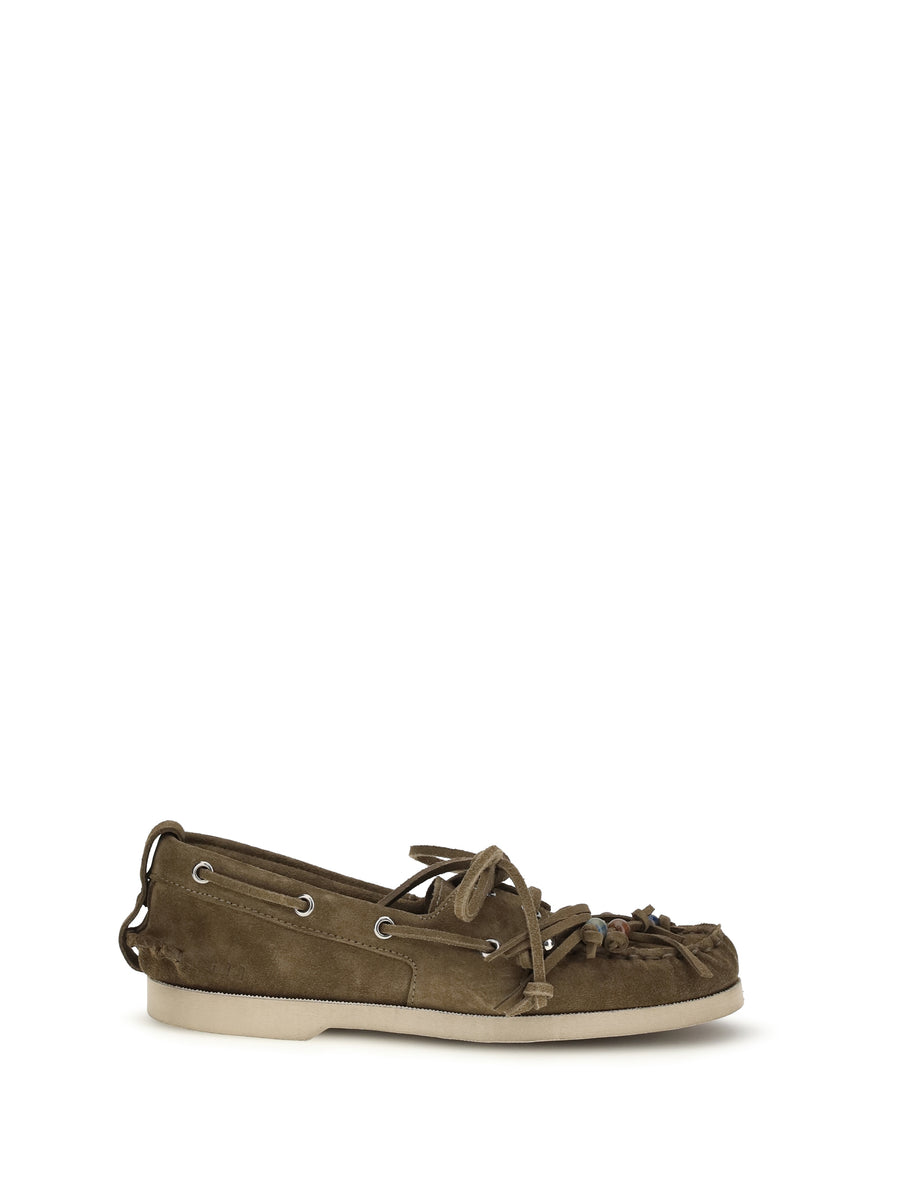 Boat Loafers Khaki Calf Leather