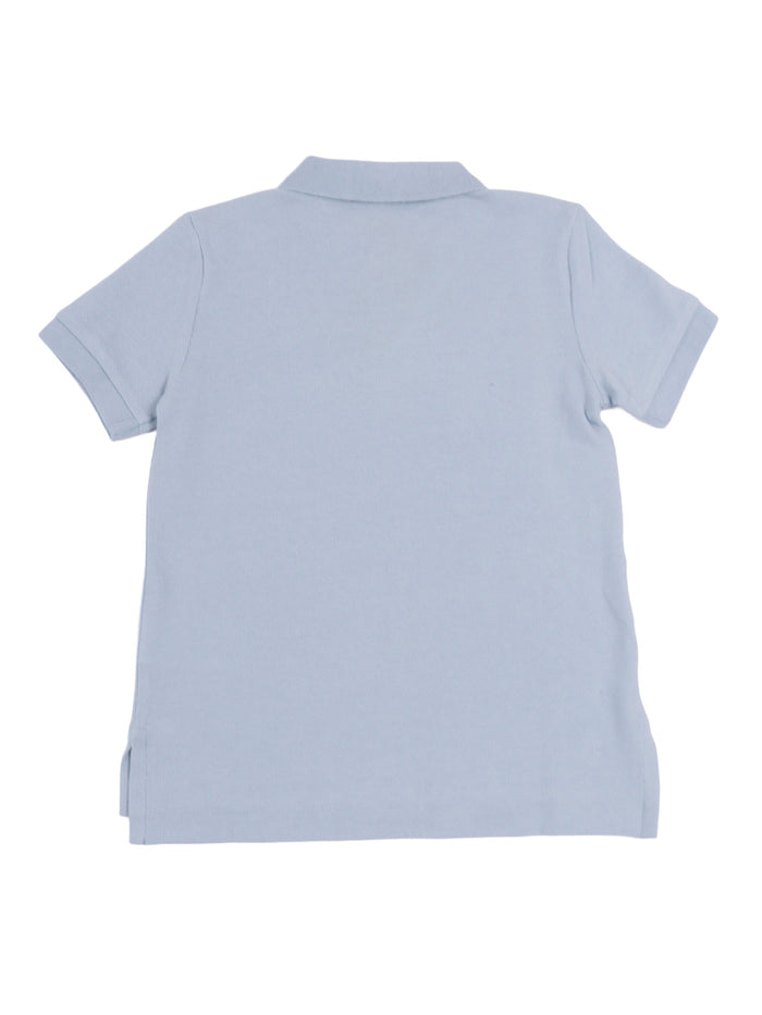 Ss Kc-Tops-Knit Blue Cotton Short Sleeves Polo