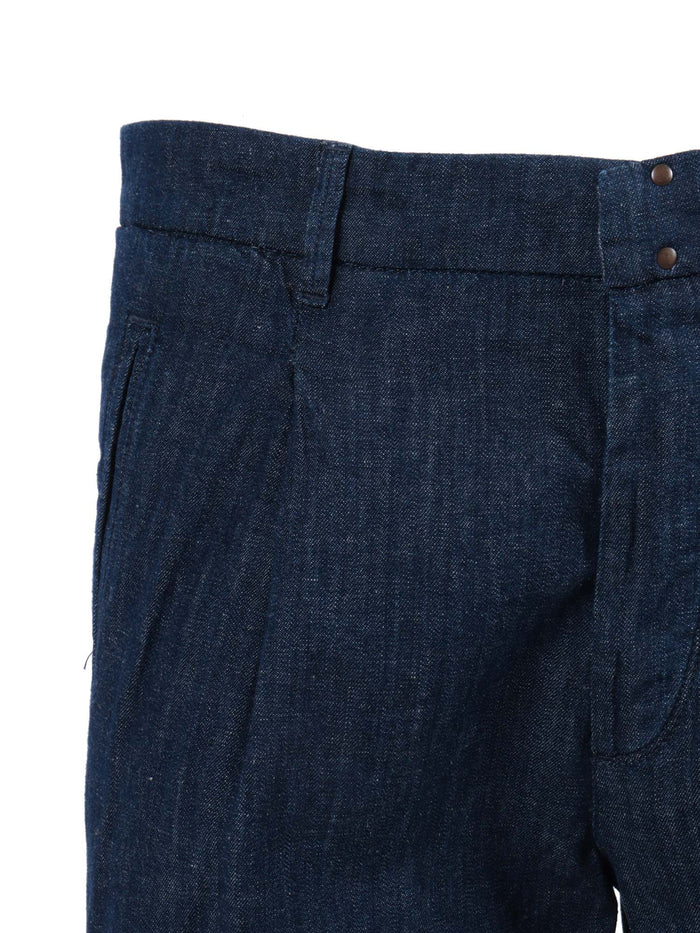PANTS Blue Cotton Linen