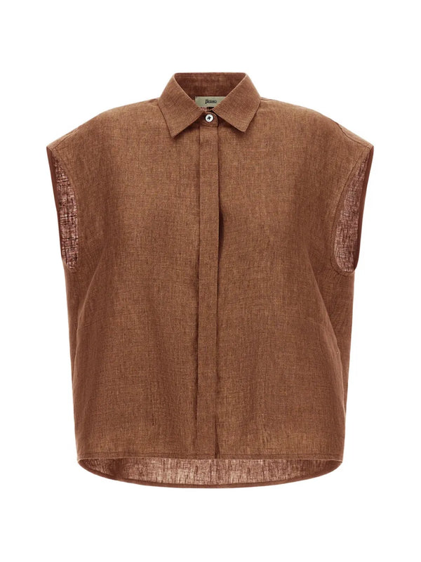 Herno Linen 100% tank top in tan