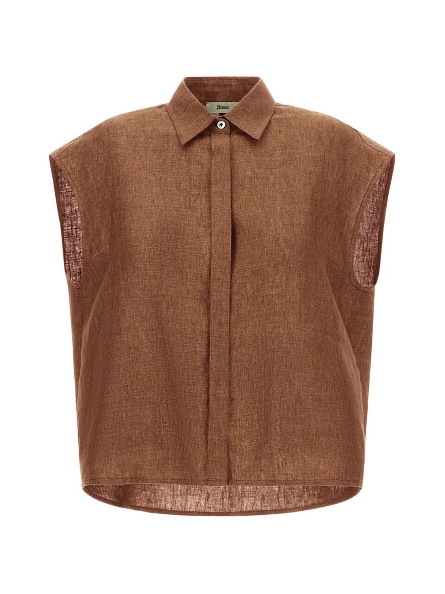 Herno Linen 100% tank top in tan
