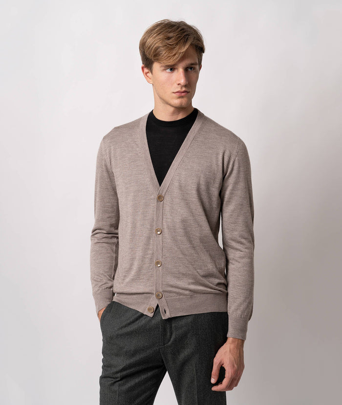 Cashmere And Silk Cardigan Ulaan Lightgray V Neck