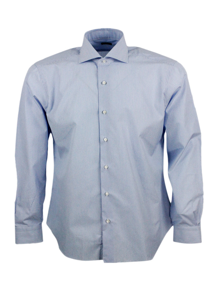Barba Napoli Shirts Bianco - Celeste 100co
