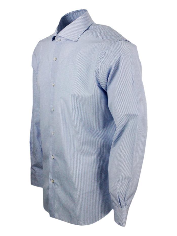 Barba Napoli Shirts Bianco - Celeste 100co