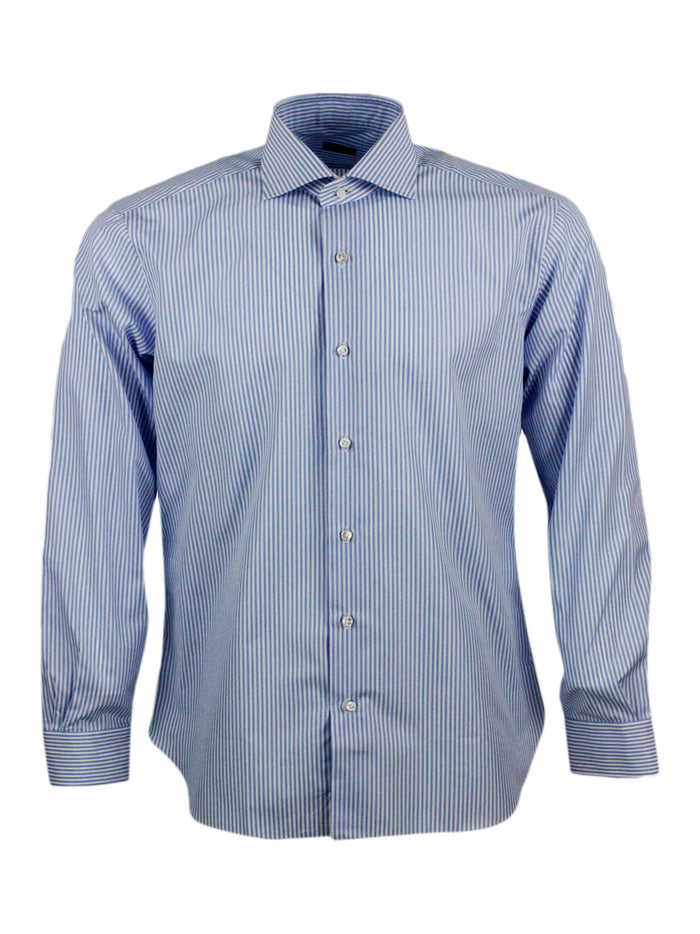 Barba Napoli Shirts Bianco - Celeste 100co