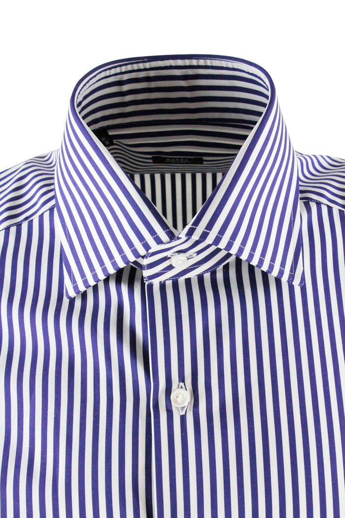 Barba Napoli Shirts Bianco/blunavy 100co