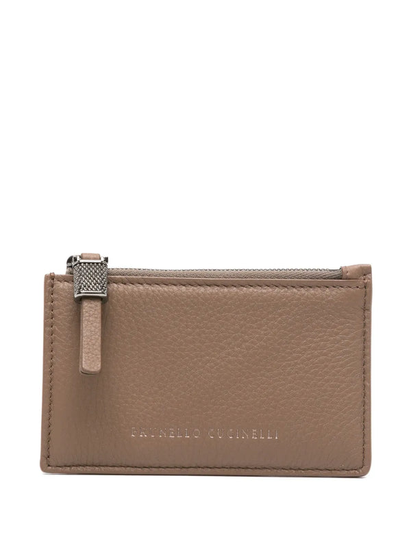 Brunello Cucinelli Calf Leather 100% card case in taupe
