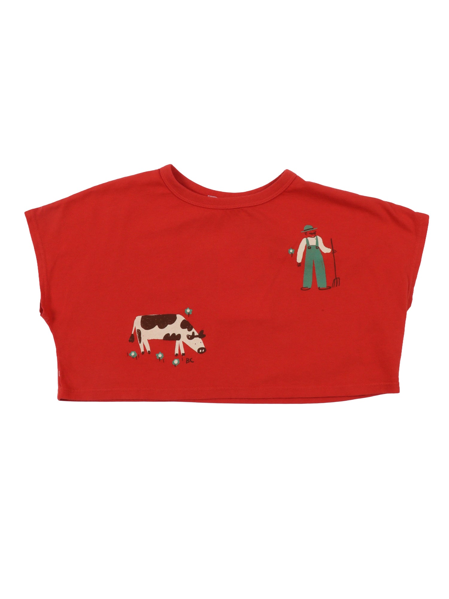 Farm Adventure cropped T-shirt Red Organic Cotton Short Sleeves