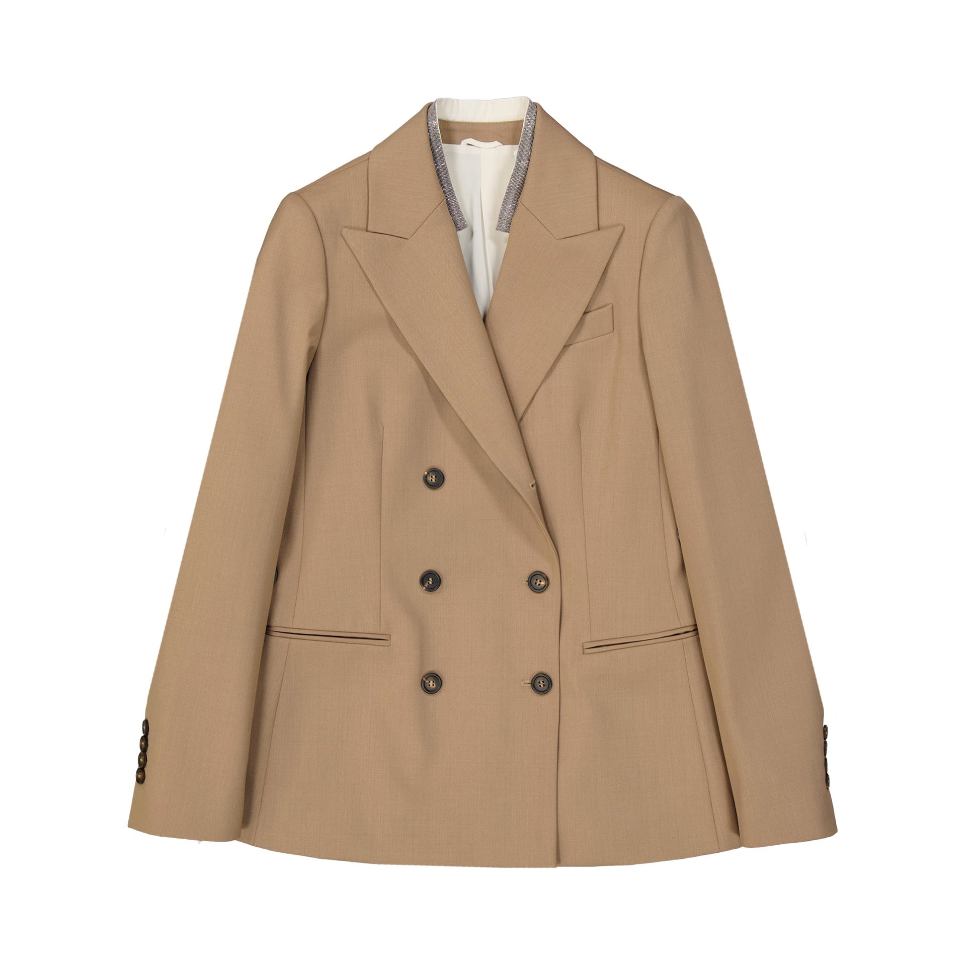 Wool Jacket Brown Polyamide Elastane